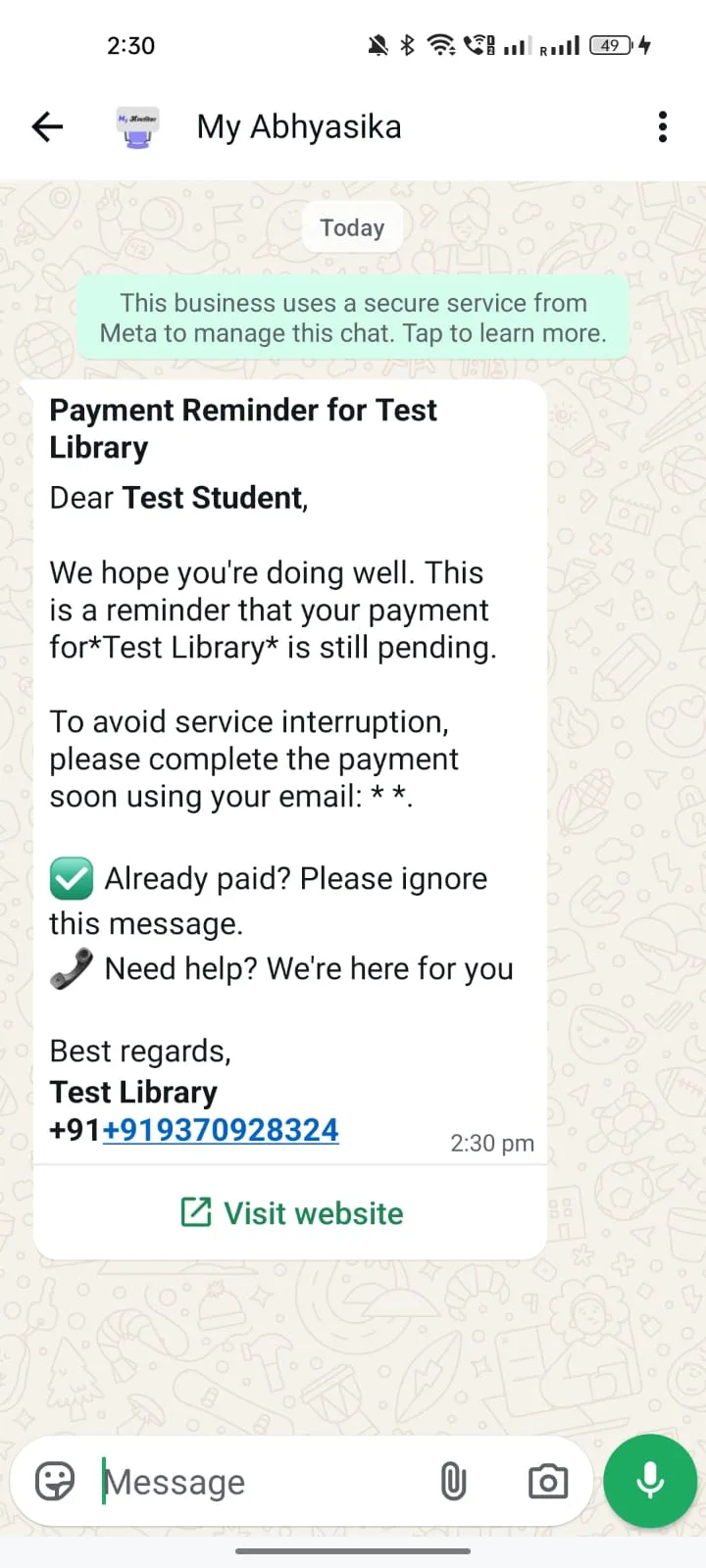 Late fee reminder